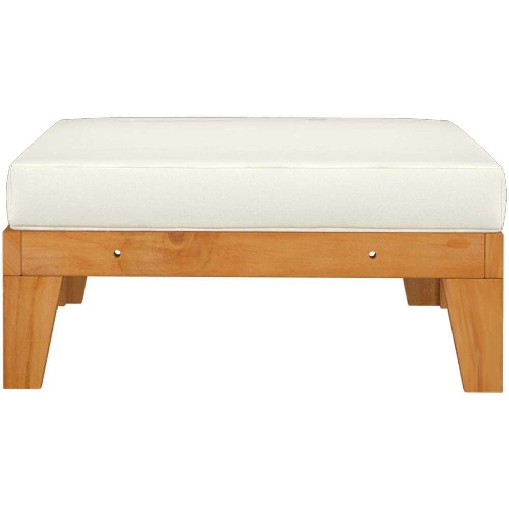 Poggiapiedi con Cuscino Bianco Crema in Massello d'Acacia - Foto 3