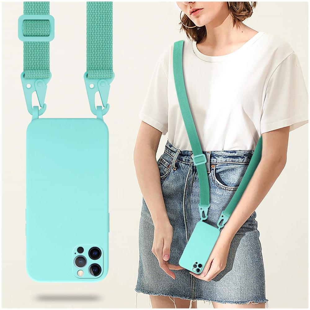 Cadorabo Catena Di Telefoni Cellulari Compatibile Con Apple Iphone 12 / 12 Pro In Liquid Turchese - Coperchio Di Protezione In Silicone Con Cordino Regolabile In Lunghezza - Foto 7