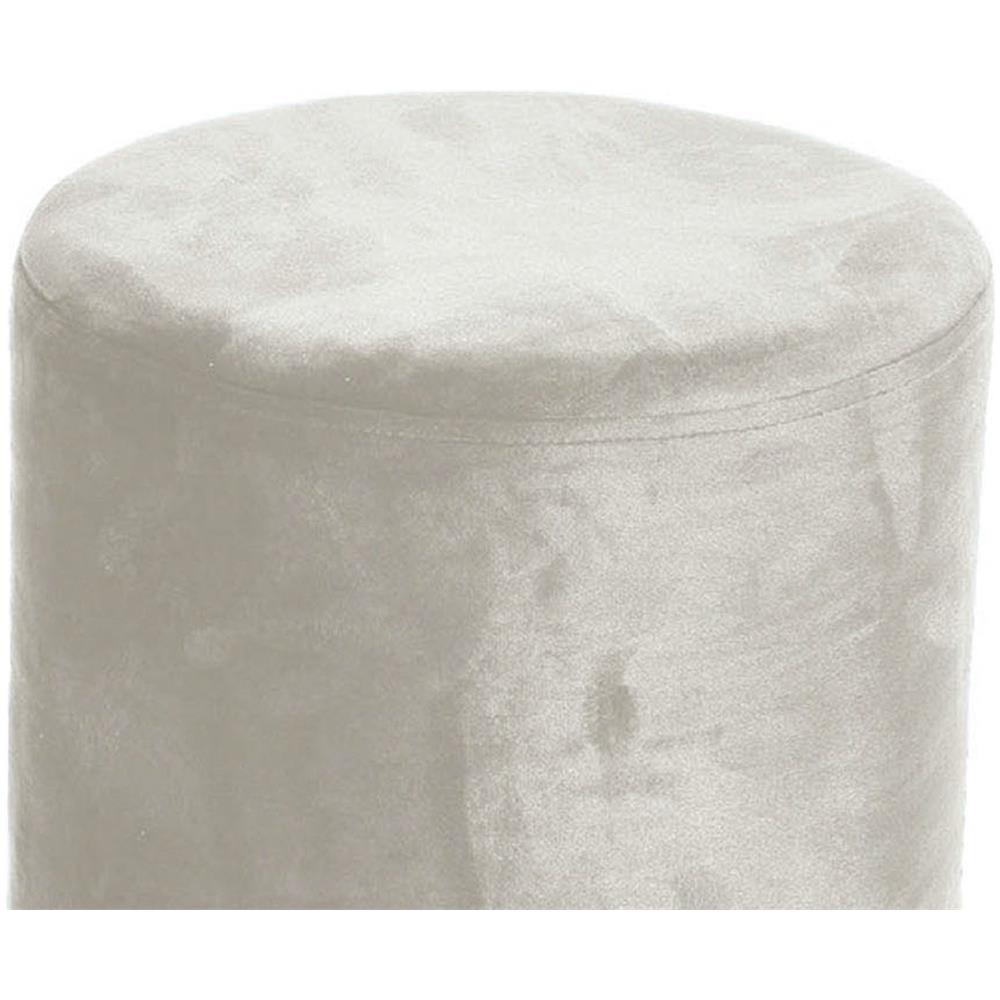 Pouf Salotto Camera Rotondo Imbottito Modello Cilindro Velvet In Tinta Unita Pouf Beige - Foto 2