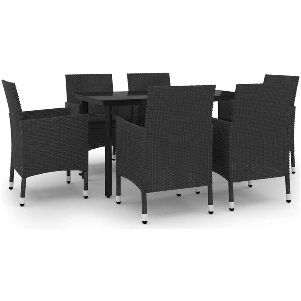 Set Da Pranzo Da Giardino 7 Pz Con Cuscini Polyrattan E Vetro - Foto 2