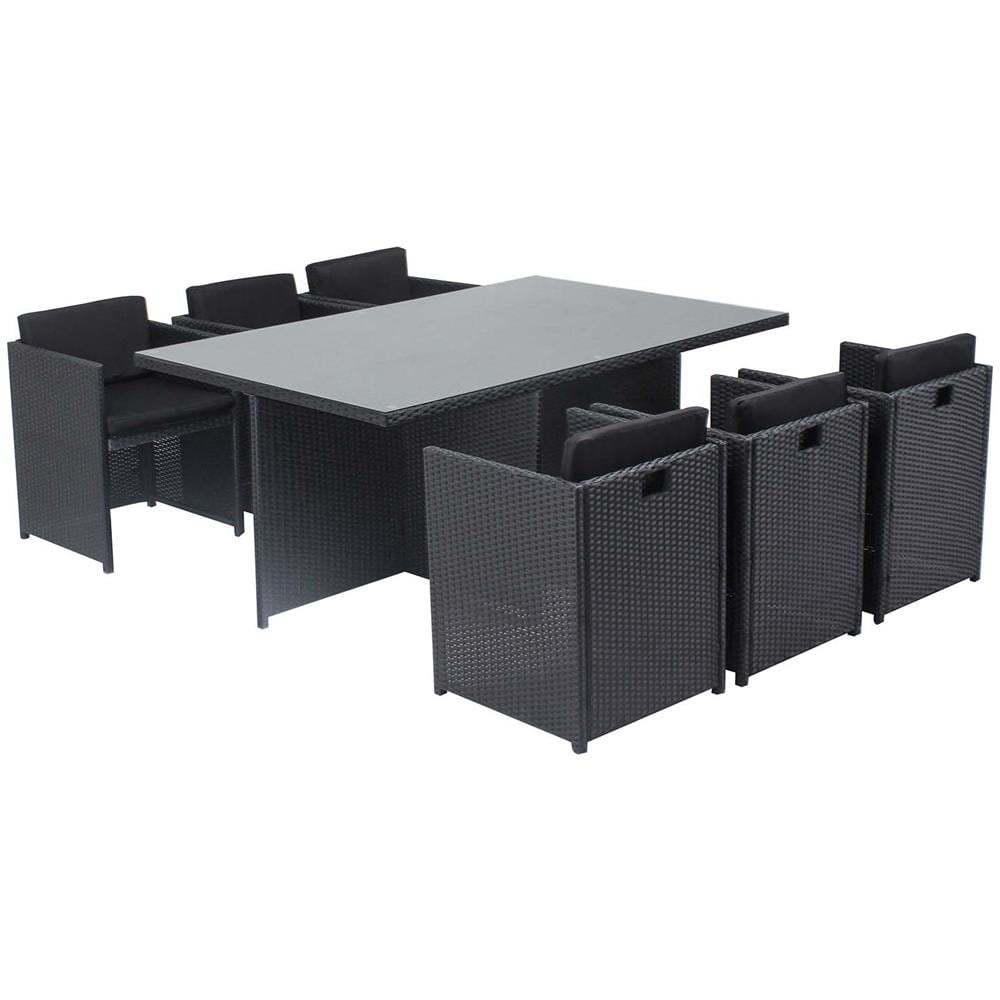 Salotto Da Giardino A Incasso 6 Posti Resina Intrecciata Nero/nero Miami - Foto 1