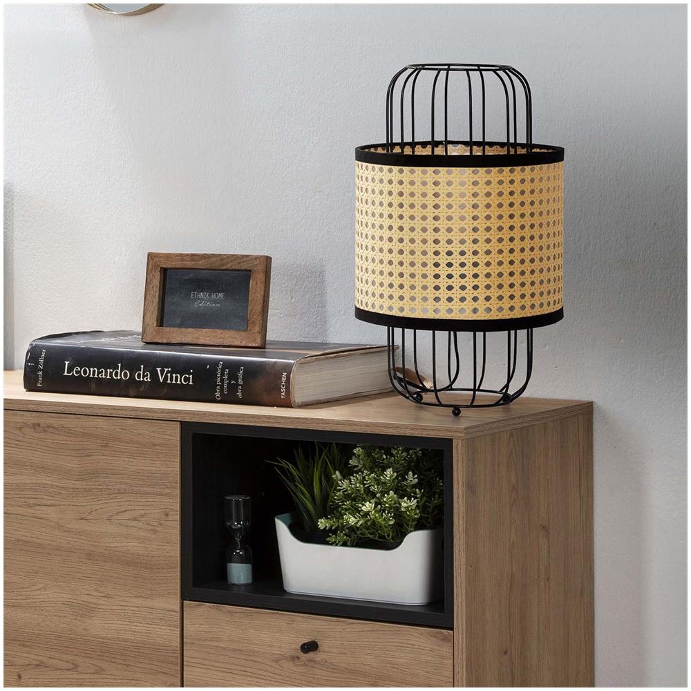 Lampada Da Tavolo Nozomi In Rattan Sintetico, Diametro 38 Cm - Foto 2