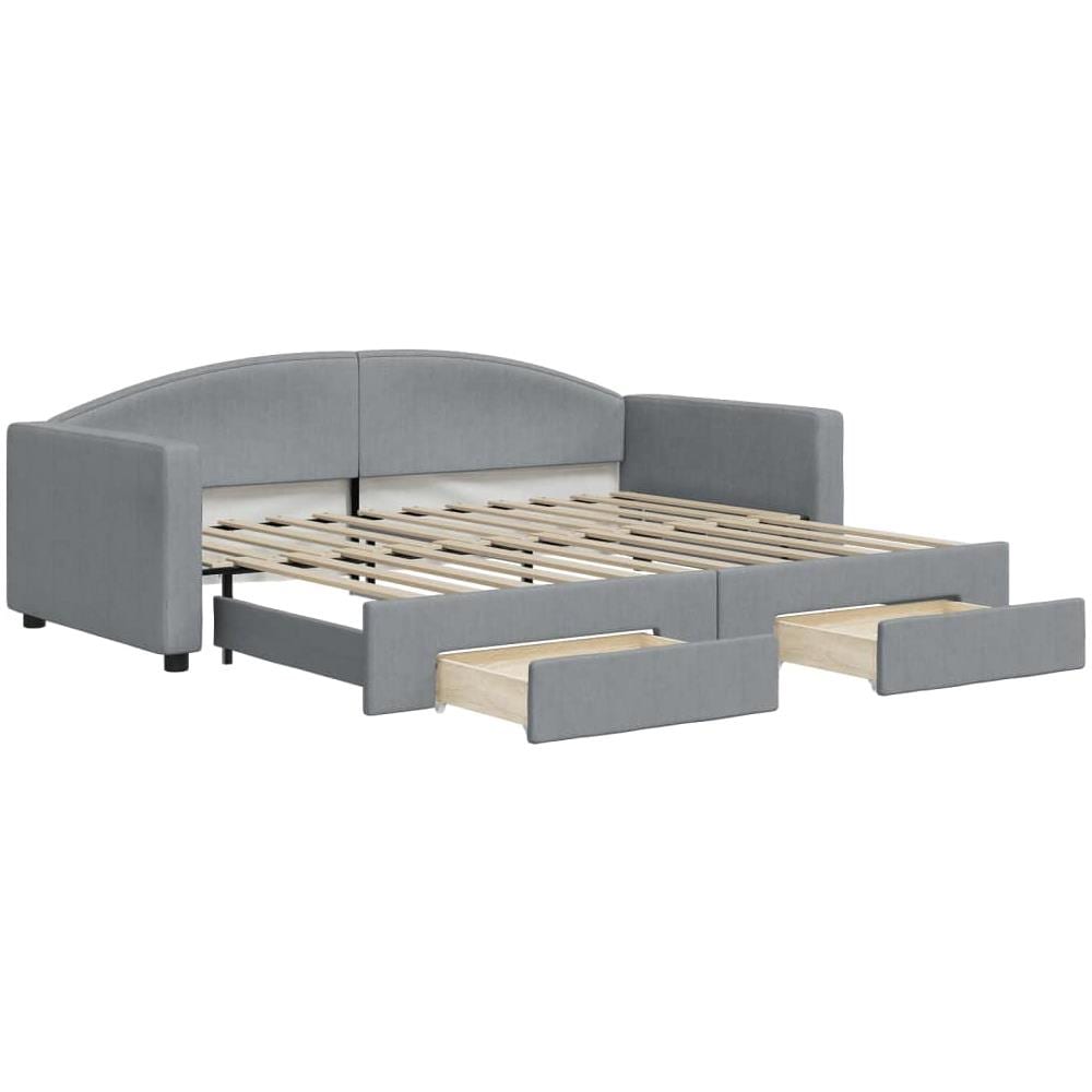 Divano Letto Estraibile Cassetti Grigio Chiaro 90x200cm Tessuto - Foto 2