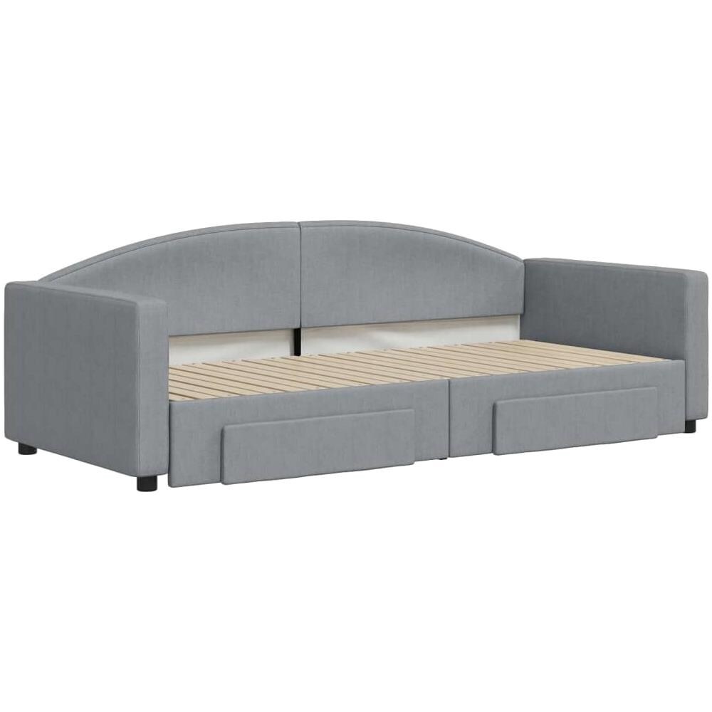 Divano Letto Estraibile Cassetti Grigio Chiaro 90x200cm Tessuto - Foto 3