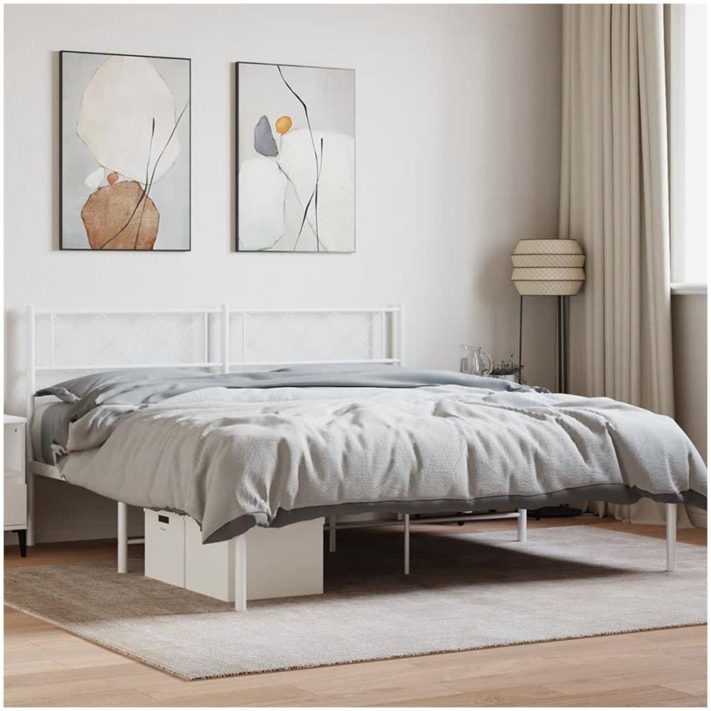 Giroletto Con Testiera Metallo Bianco 120x190 Cm - Foto 1