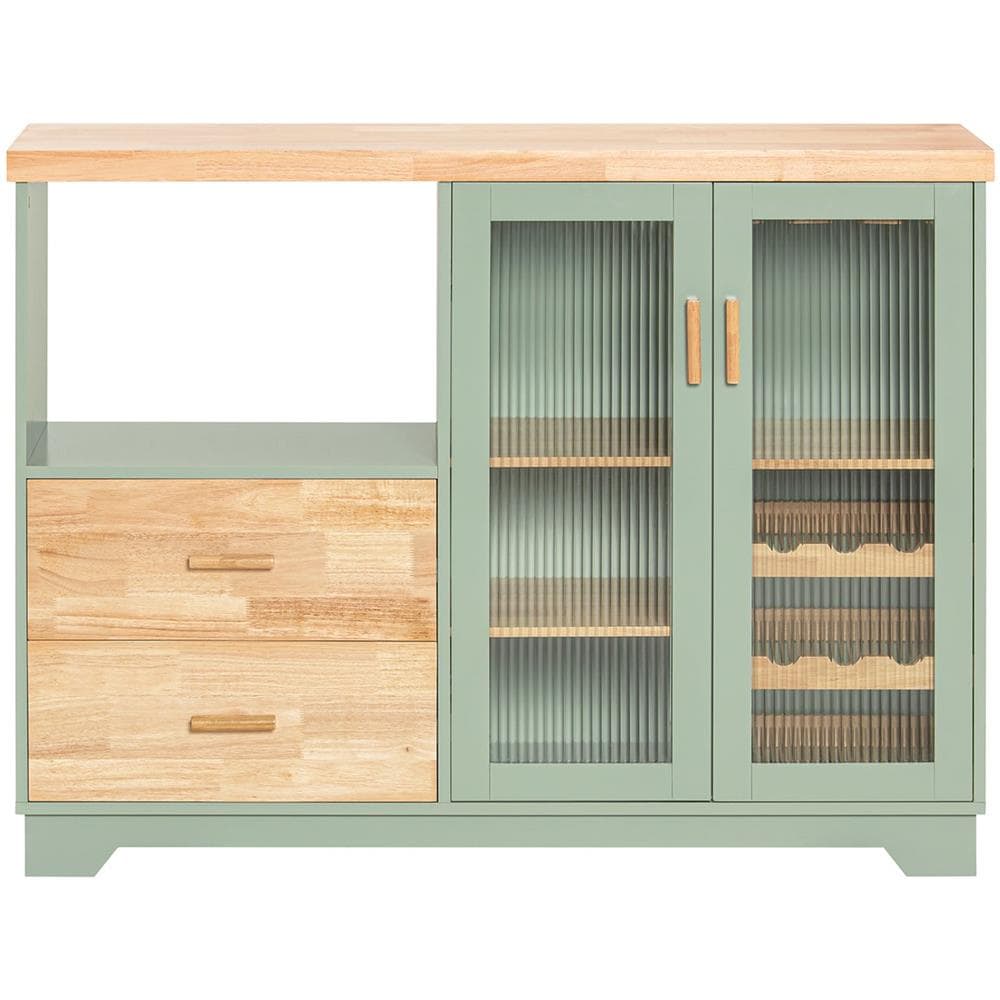 Credenza Buffet Con 2 Ante In Vetro Mobile Da Cucina Mobile Microonde 120x40x90cm Verde Fsb81-gr Sobuy - Foto 1