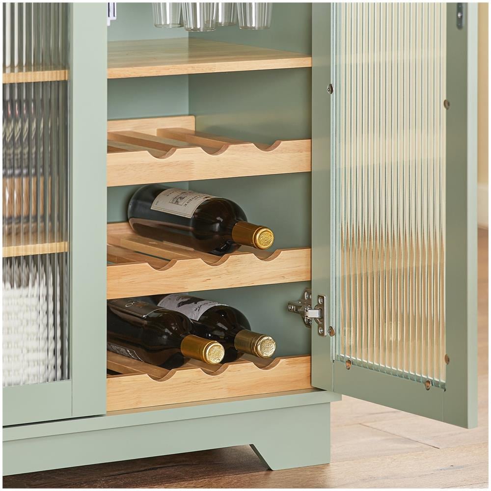 Credenza Buffet Con 2 Ante In Vetro Mobile Da Cucina Mobile Microonde 120x40x90cm Verde Fsb81-gr Sobuy - Foto 2