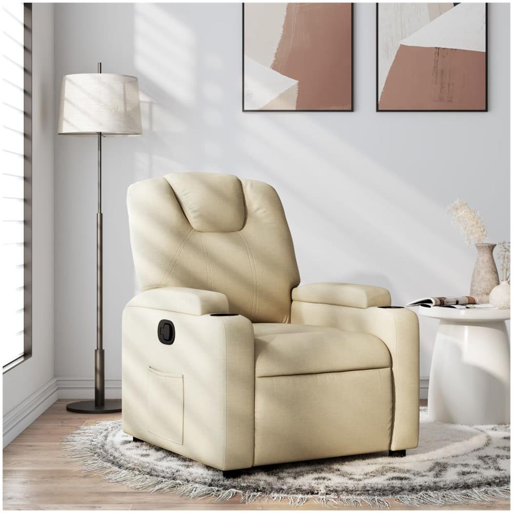 Poltrona Reclinabile In Tessuto Crema - Foto 1