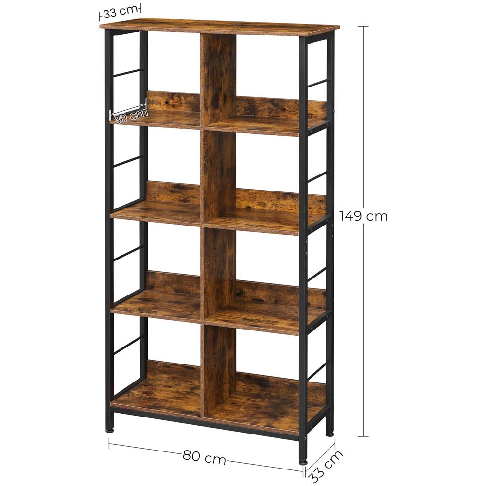 SCAFFALE LIBRERIA Rustico Marrone Metallo per Soggiorno - Foto 7