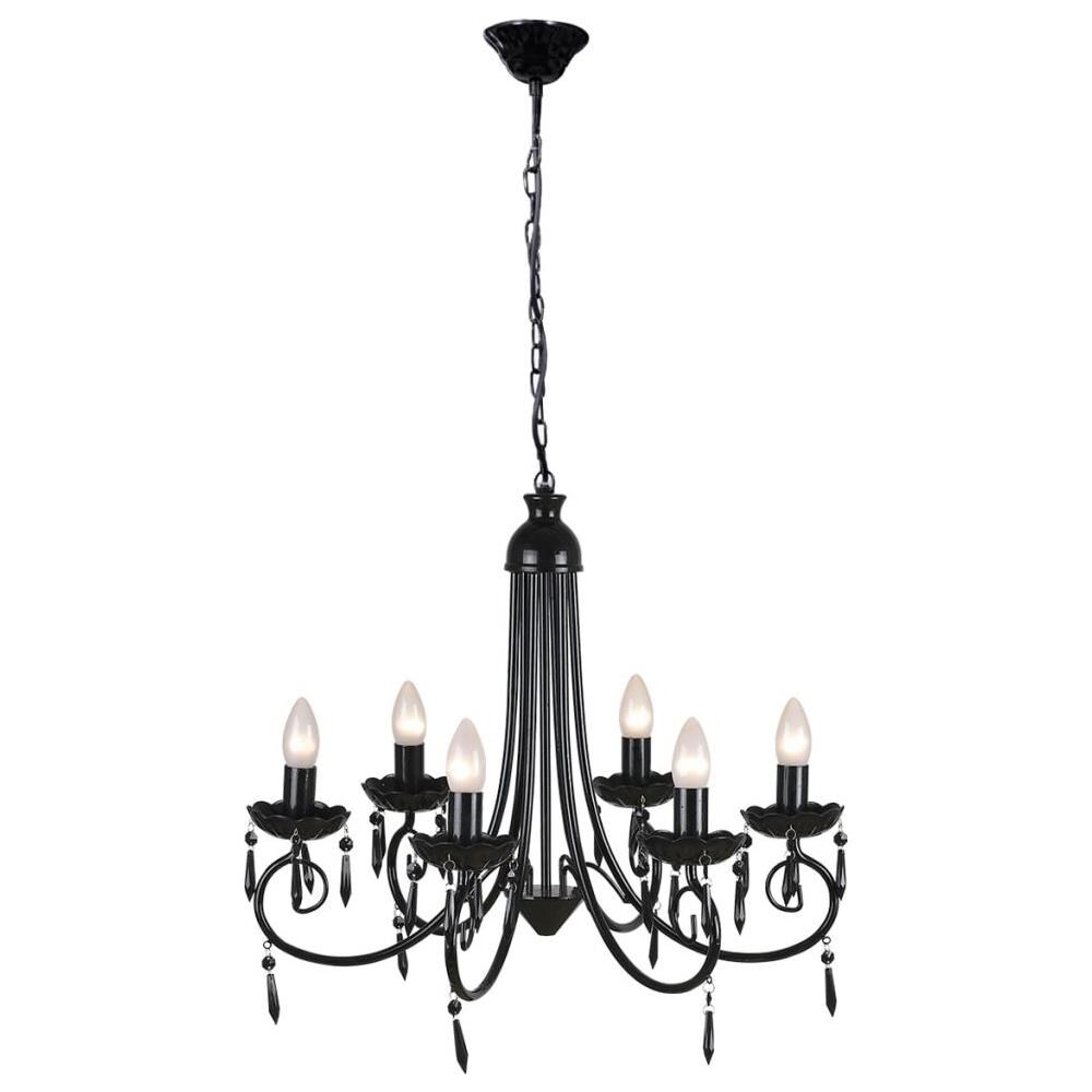 Lampada Da Soffitto Pendente Elegante Lampadario Nero 6 Portalampade - Foto 1