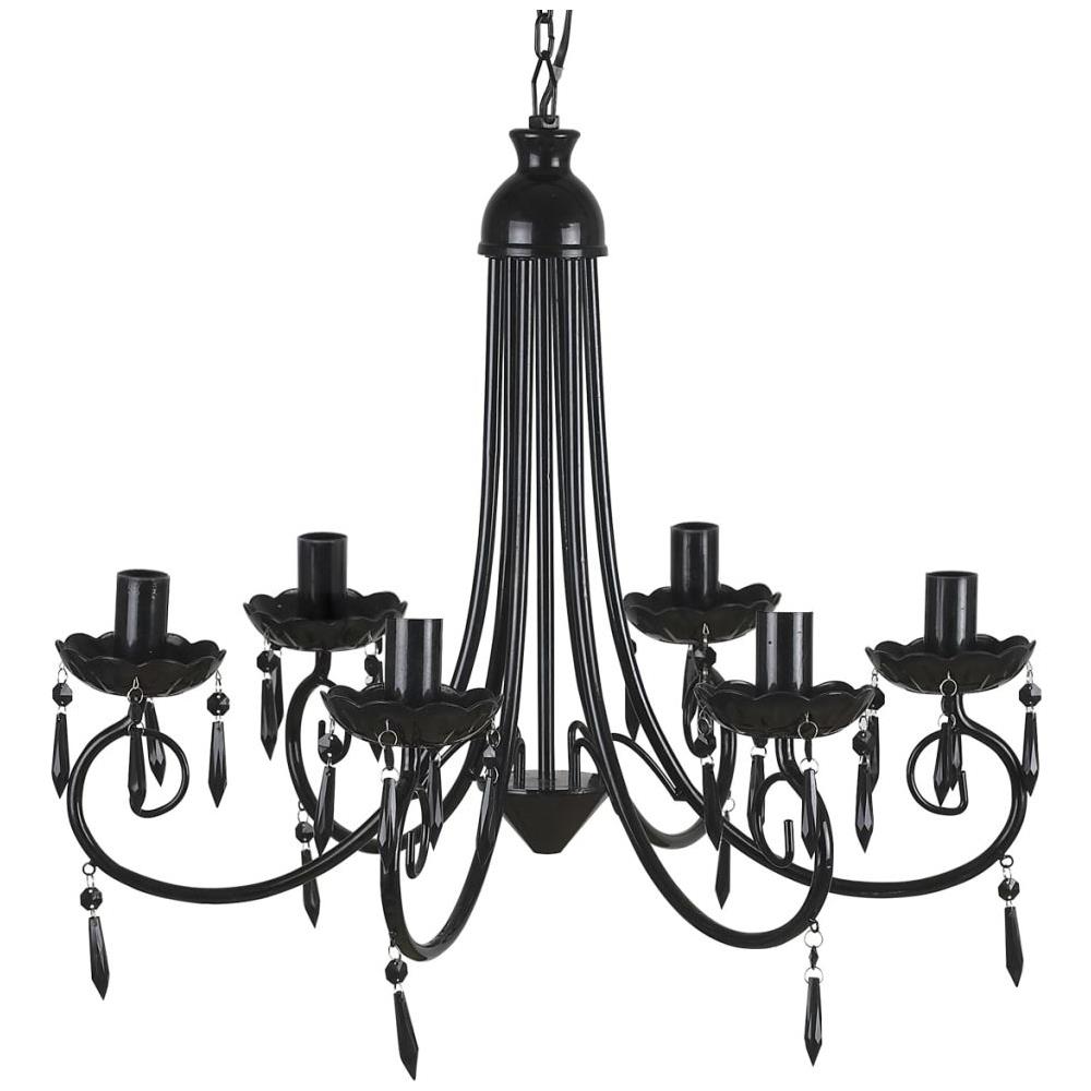 Lampada Da Soffitto Pendente Elegante Lampadario Nero 6 Portalampade - Foto 2