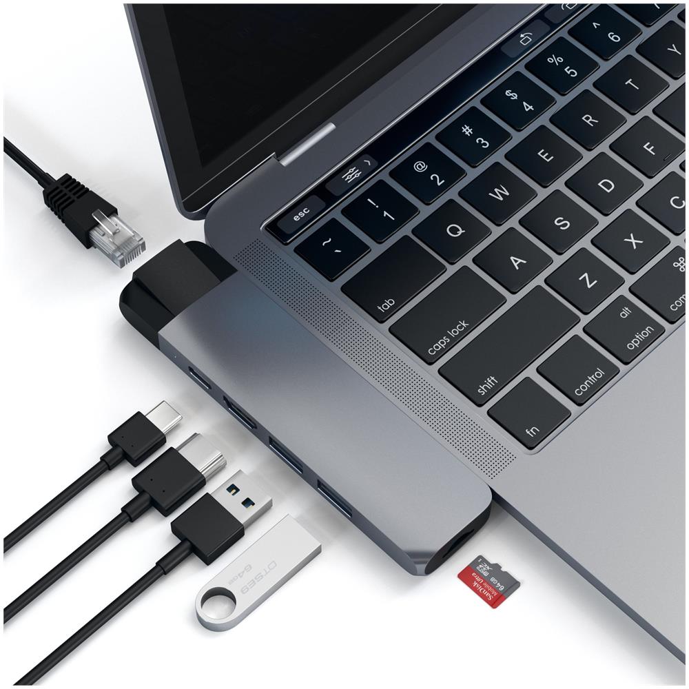 PRO Hub Adattatore Tipo-C in Alluminio con Ethernet - Uscita Video 4K HDMI, USB-C PD, Gigabit Ethernet, Porte USB 3.0 e Slot Scheda Micro SD - Foto 2