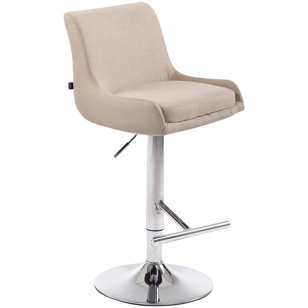 Sgabello Bancone Imbottito Club in Tessuto - Sedia Alta Cucina con Schienale e Poggiapiedi, Altezza Regolabile 67-87 cm Crema - Foto 1