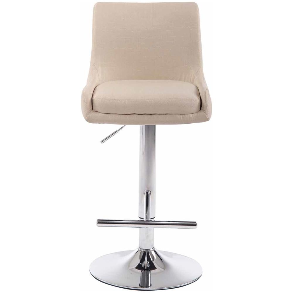 Sgabello Bancone Imbottito Club in Tessuto - Sedia Alta Cucina con Schienale e Poggiapiedi, Altezza Regolabile 67-87 cm Crema - Foto 2
