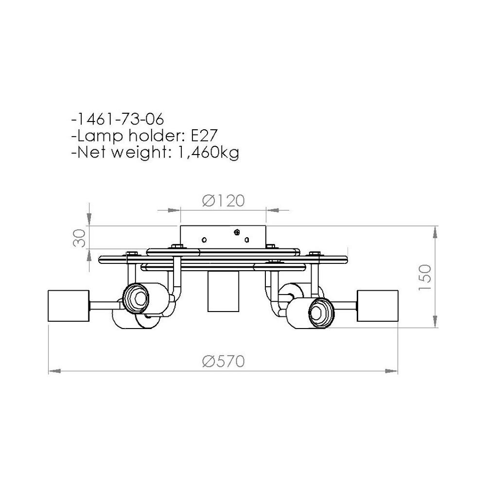 Lampada A Soffitto Budak - Plafoniera - Da Parete - Oro, Nero, Legno In Metallo, Legno, 57 X 57 X 15 Cm, 7 X E27, Max 40w - Foto 2