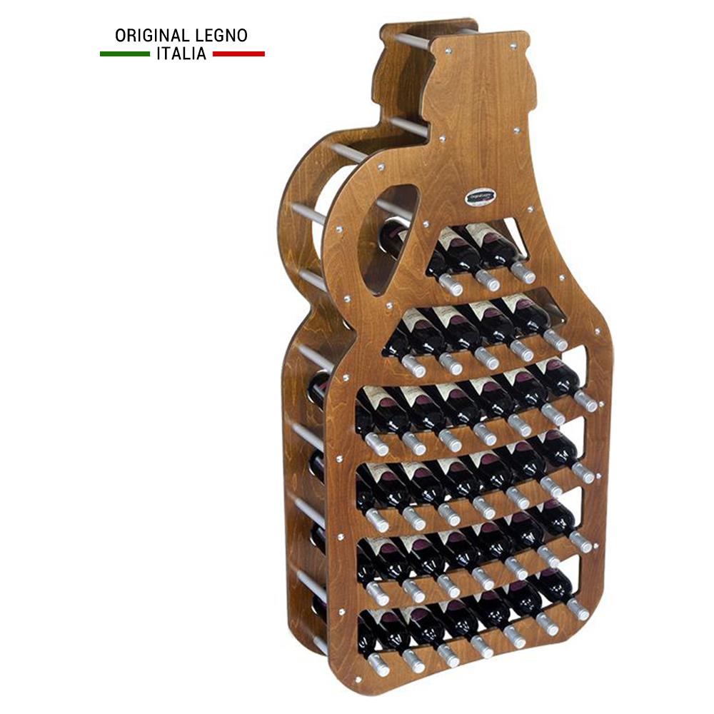 Cantinetta Portabottiglie In Legno Scaffale Mobile Per Bottiglie Vino Mod. Fiasco Noce B. 36 L75 X P25 X 150h - Foto 1