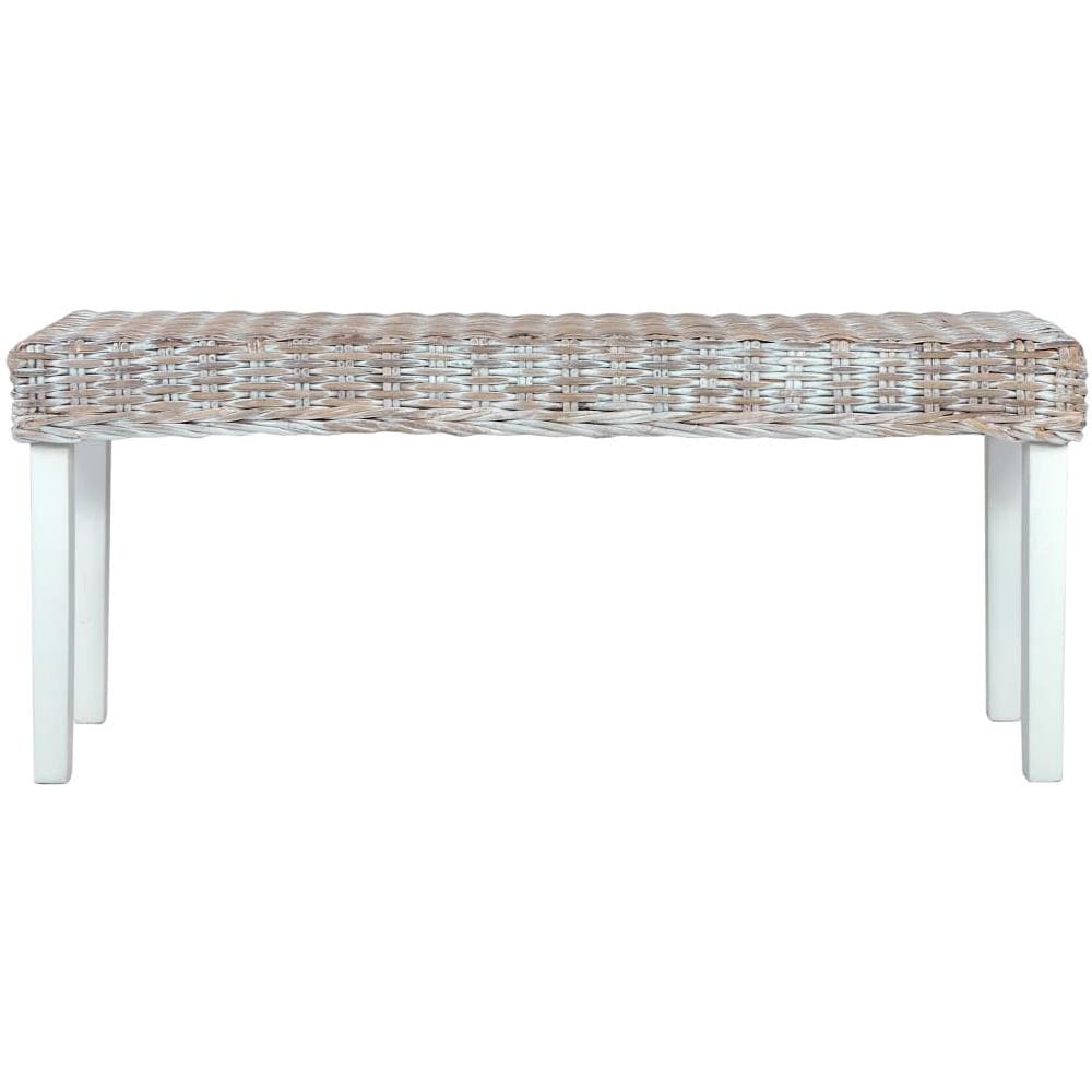 Panca 110 cm Bianca in Rattan Naturale Kubu e Massello di Mango - Foto 2