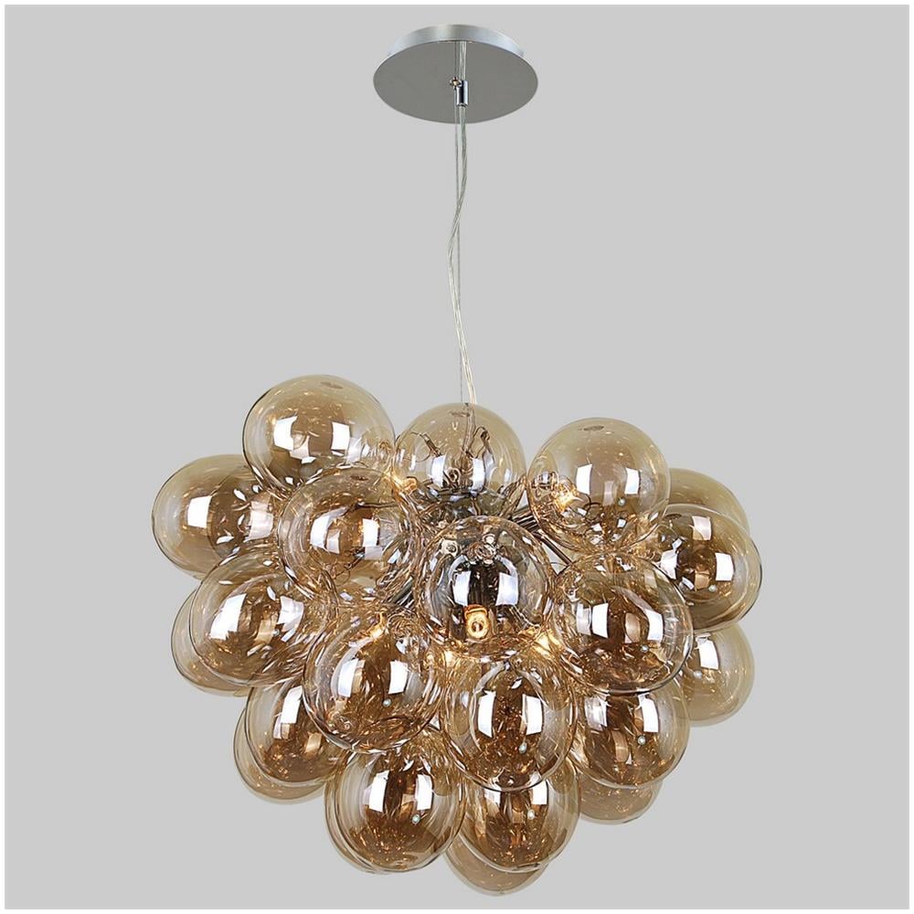 Lampada A Sospensione Moderna Cromata A 8 Luci Con Paralume Cognac, G9 - Foto 2