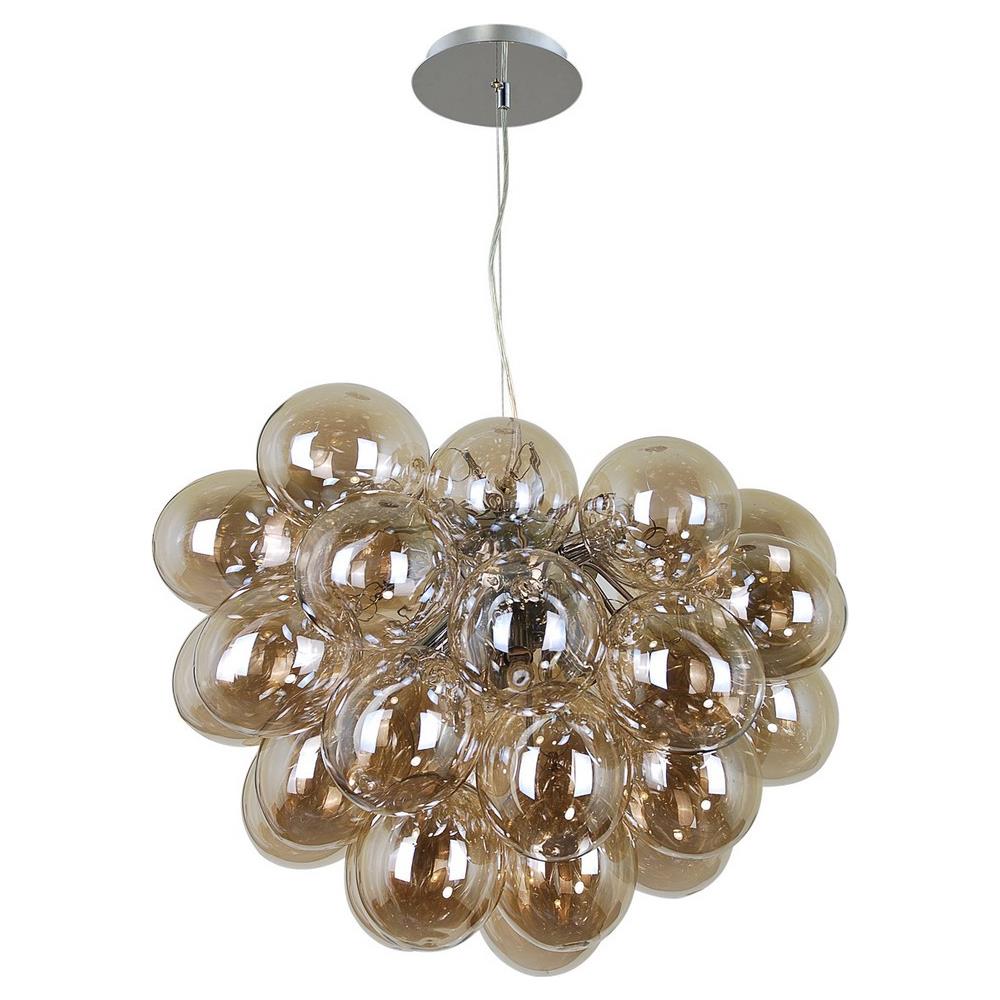 Lampada A Sospensione Moderna Cromata A 8 Luci Con Paralume Cognac, G9 - Foto 1