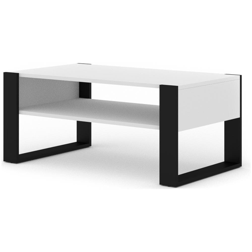 Nuka F - Tavolino Da Caffè Con Mensola, 110 X 60 Cm, Colore: Bianco - Foto 1