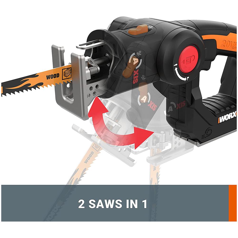 Wx550 Seghetto Alternativo Combinato A Batteria 20vcon Testa Girevole Nero - Foto 2