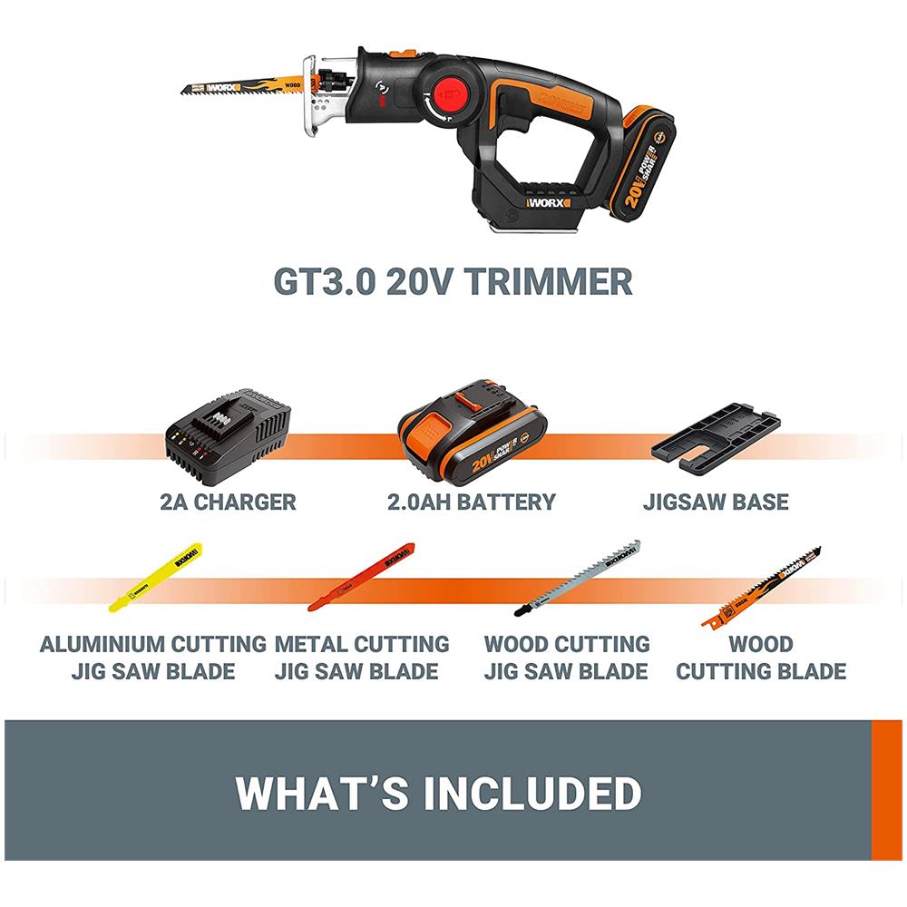 Wx550 Seghetto Alternativo Combinato A Batteria 20vcon Testa Girevole Nero - Foto 5