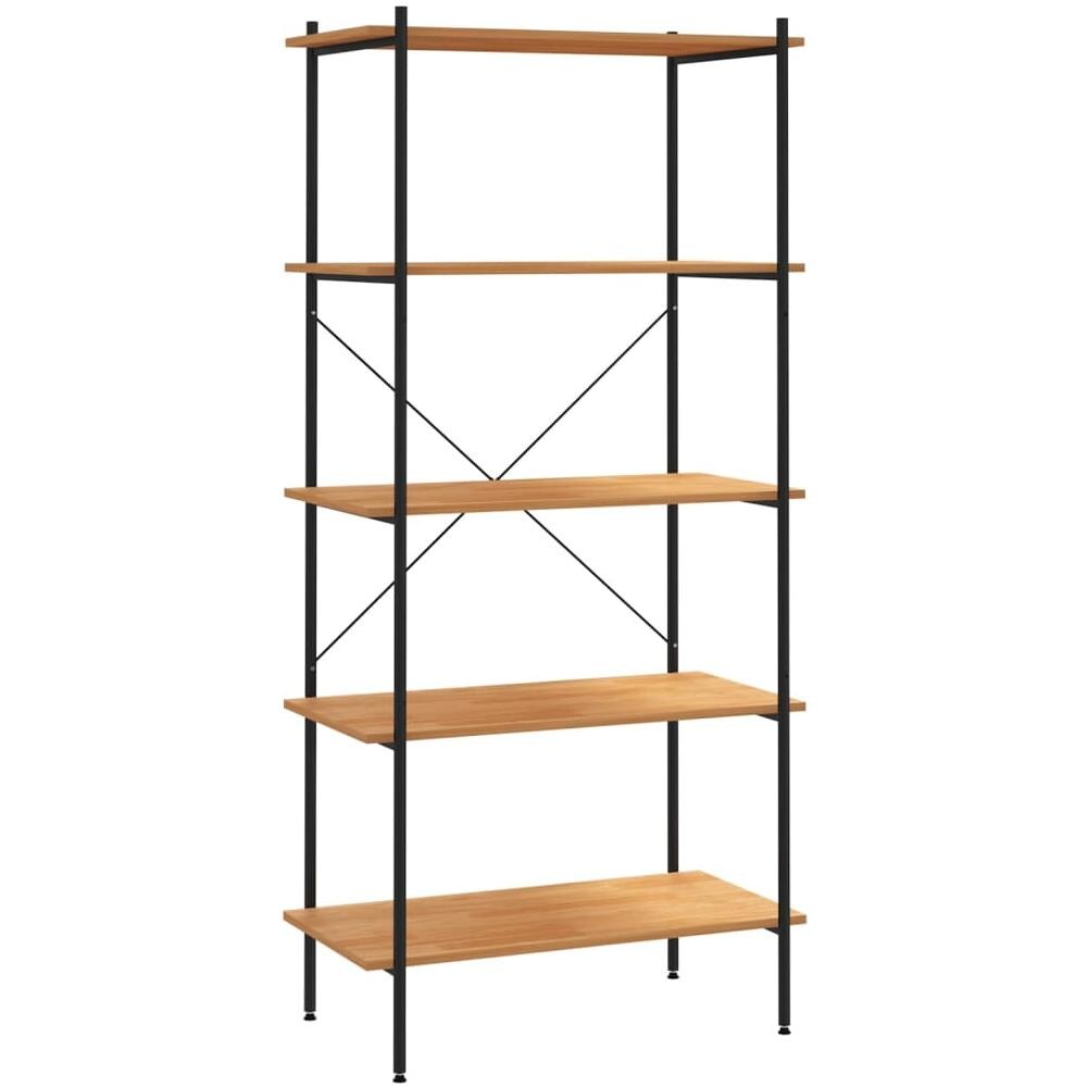 Scaffale con 5 Mensole Nero e Rovere 80x40x163 cm - Foto 2