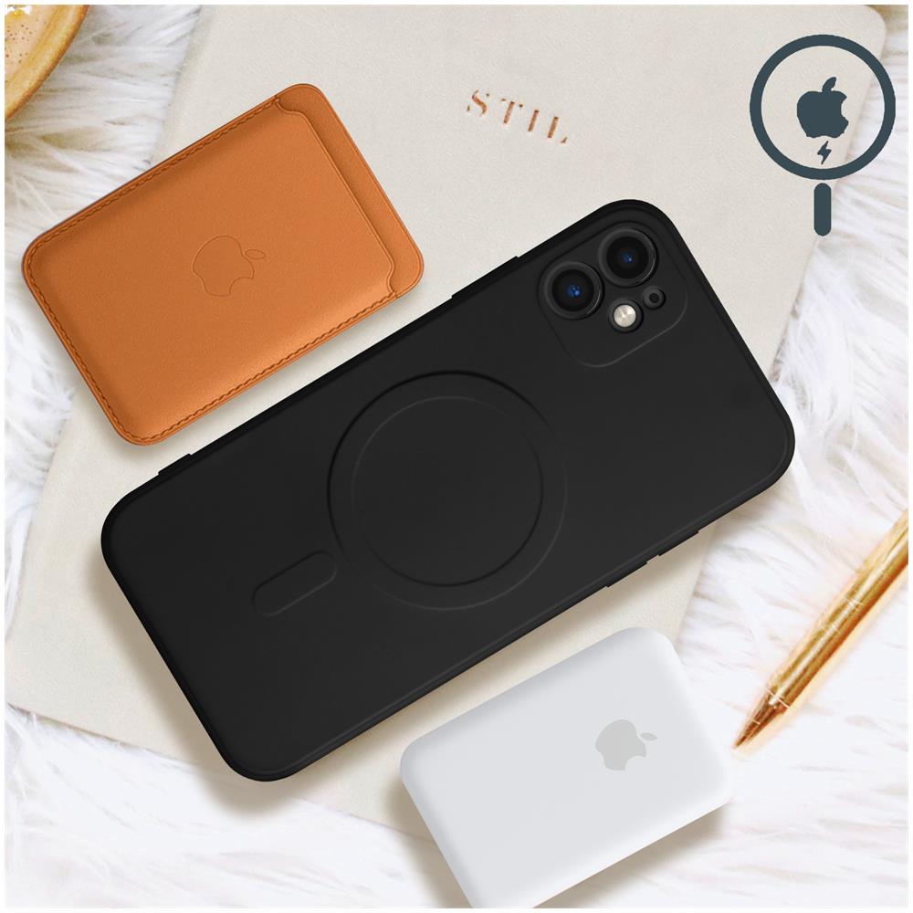 Cover Magsafe Iphone 12 Silicone Flessibile Soft-touch Mag Cover Nera - Foto 2