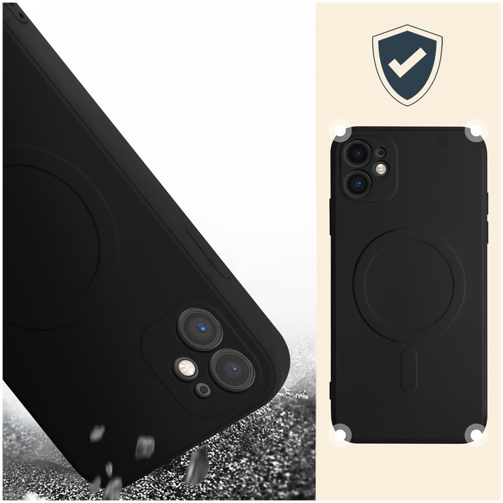 Cover Magsafe Iphone 12 Silicone Flessibile Soft-touch Mag Cover Nera - Foto 5