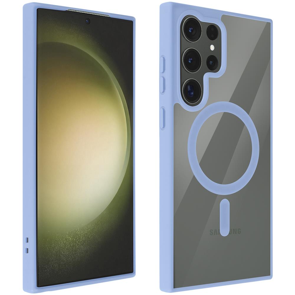 Cover Magsafe Per Samsung S23 Ultra Retro Rigido Bordo In Silicone Azzurra - Foto 2