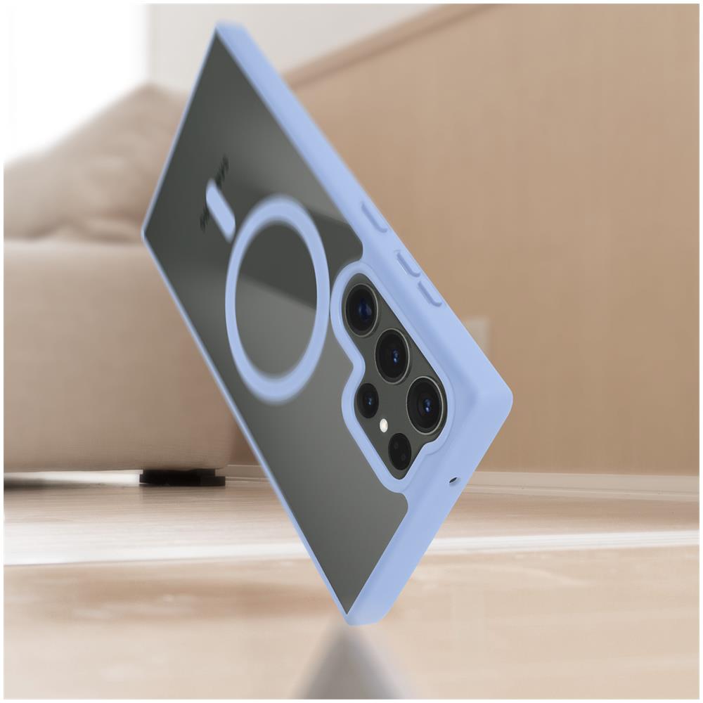 Cover Magsafe Per Samsung S23 Ultra Retro Rigido Bordo In Silicone Azzurra - Foto 5