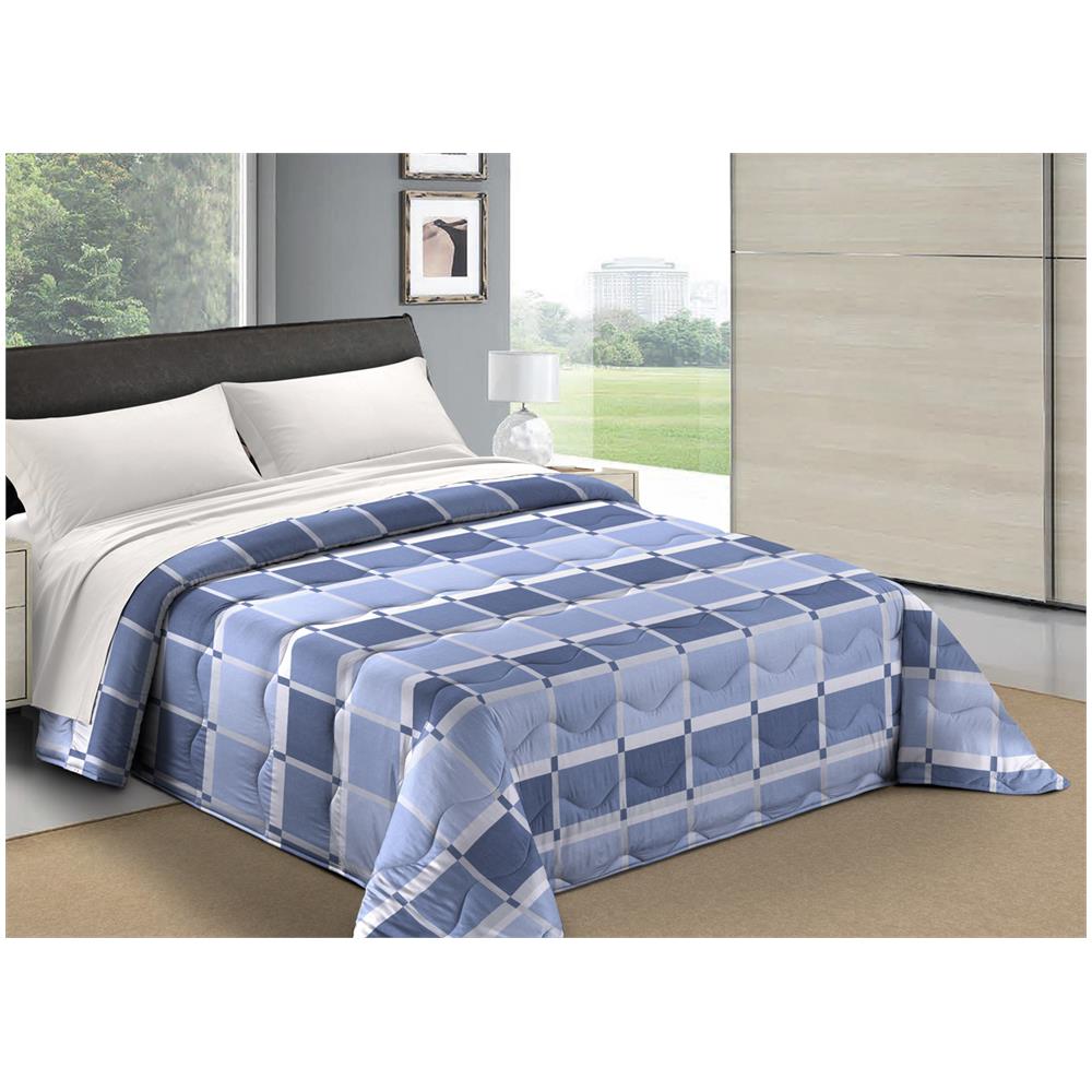 Trapunta Piumone Letto Invernale Imbottita 300gr Microfibra Scaldanotti Toronto 1 Piazza Blu - Foto 1