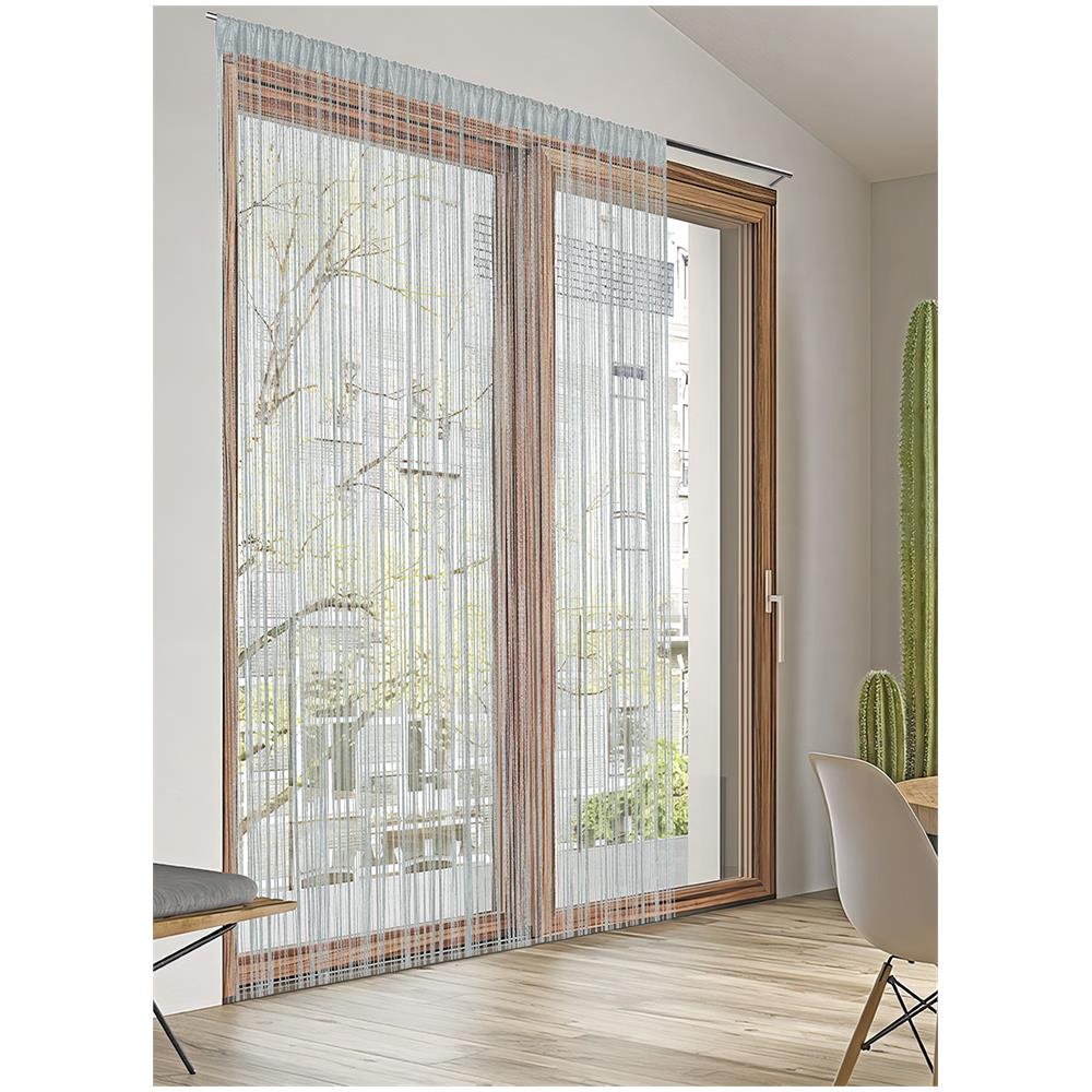 Tenda Antimosca Antirumore Caduta Pannello Porta Finestra Multistring Tinta Unita 140x290 Grigio - Foto 1
