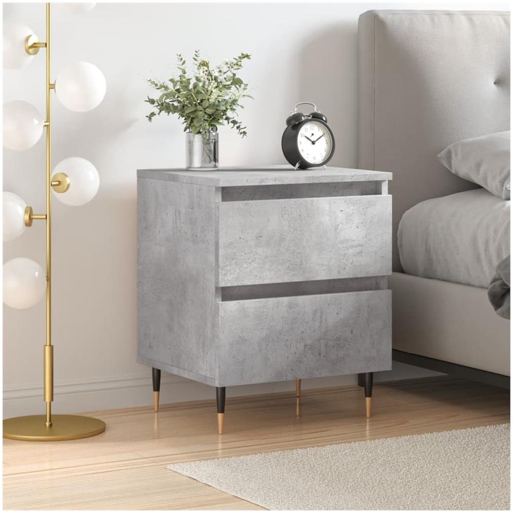 Comodino Grigio Cemento 40x35x50 Cm In Legno Multistrato - Foto 1