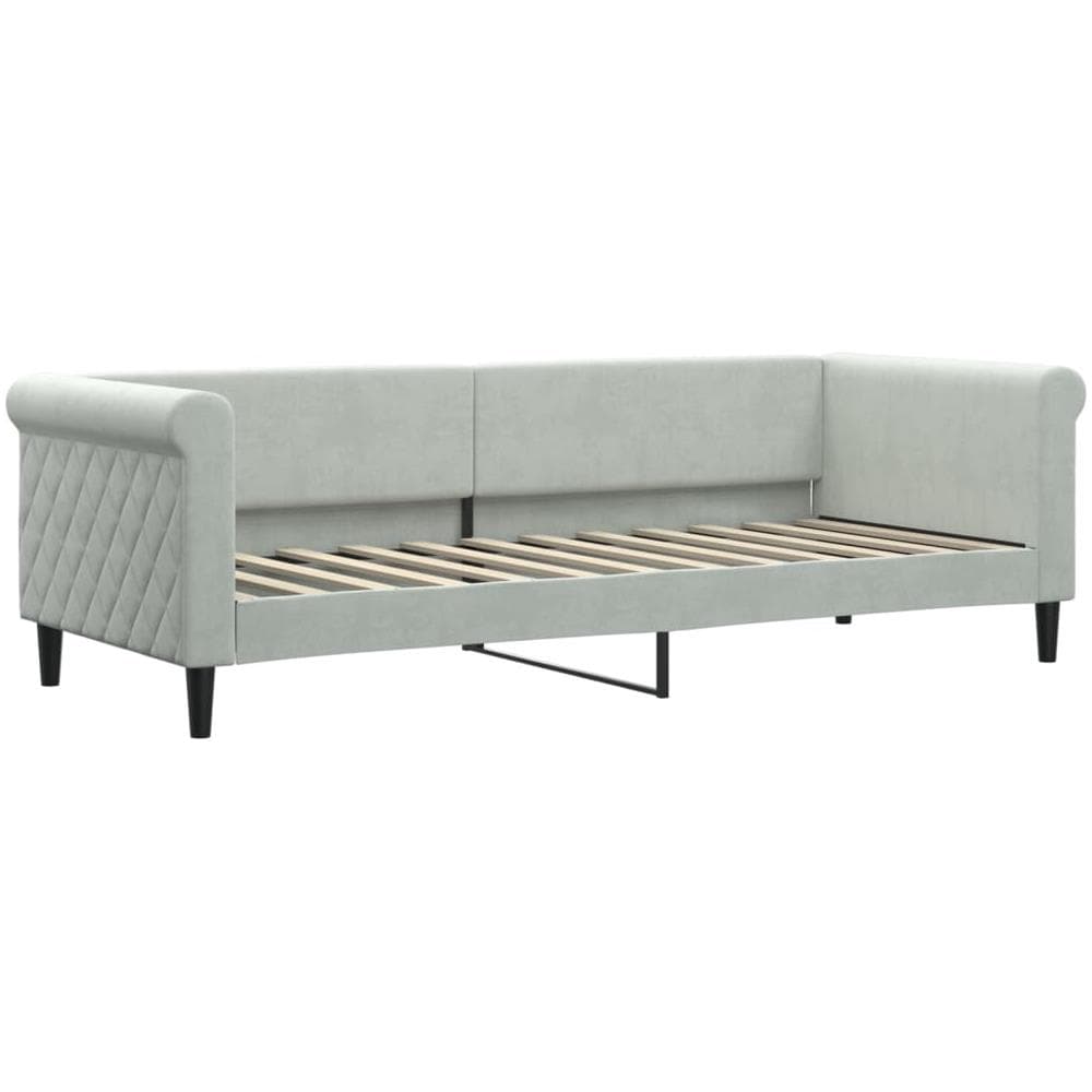 Letto Da Giorno Grigio Chiaro 80x200 Cm In Velluto - Foto 1