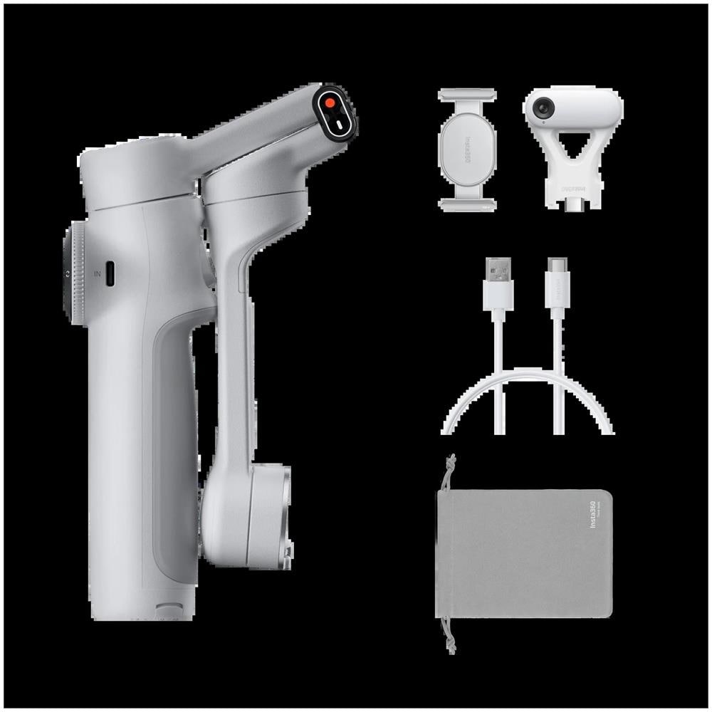 Flow 2 AI Tracker Bundle Stabilizzatore per fotocamera per smartphone Grigio chiaro - Foto 1