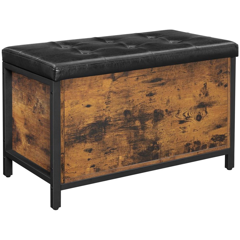 Pouf contenitore Valora BOX LSC80BX in stile rustico marrone per soggiorno - Foto 1