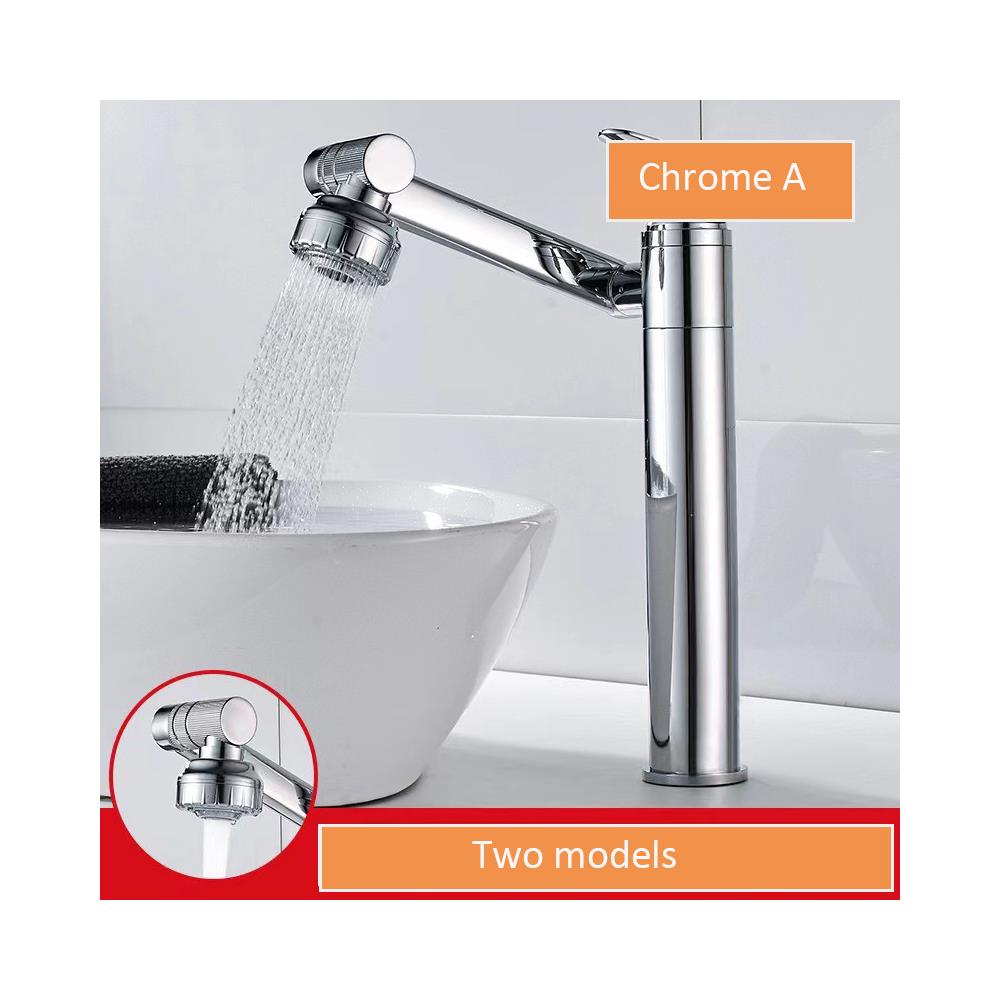 Rubinetto per lavabo da bagno, Blackswan, tipo M333, modello girevole cromato alto, con 2 modalità e beccuccio mobile, misura 30 cm - Foto 4