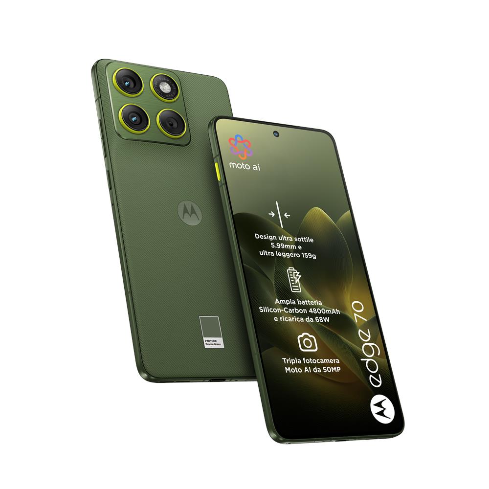 Edge 70 5G 256GB 8GB Ram Display 6,67" pOLED Super HD Main Camera 50+50MP f / 2,0 Selfie 50MP DualSim: nanoSim+eSim Android 16 Snapdragon 7 Gen4 4800mAh PANTONE Bronze Green - Foto 1