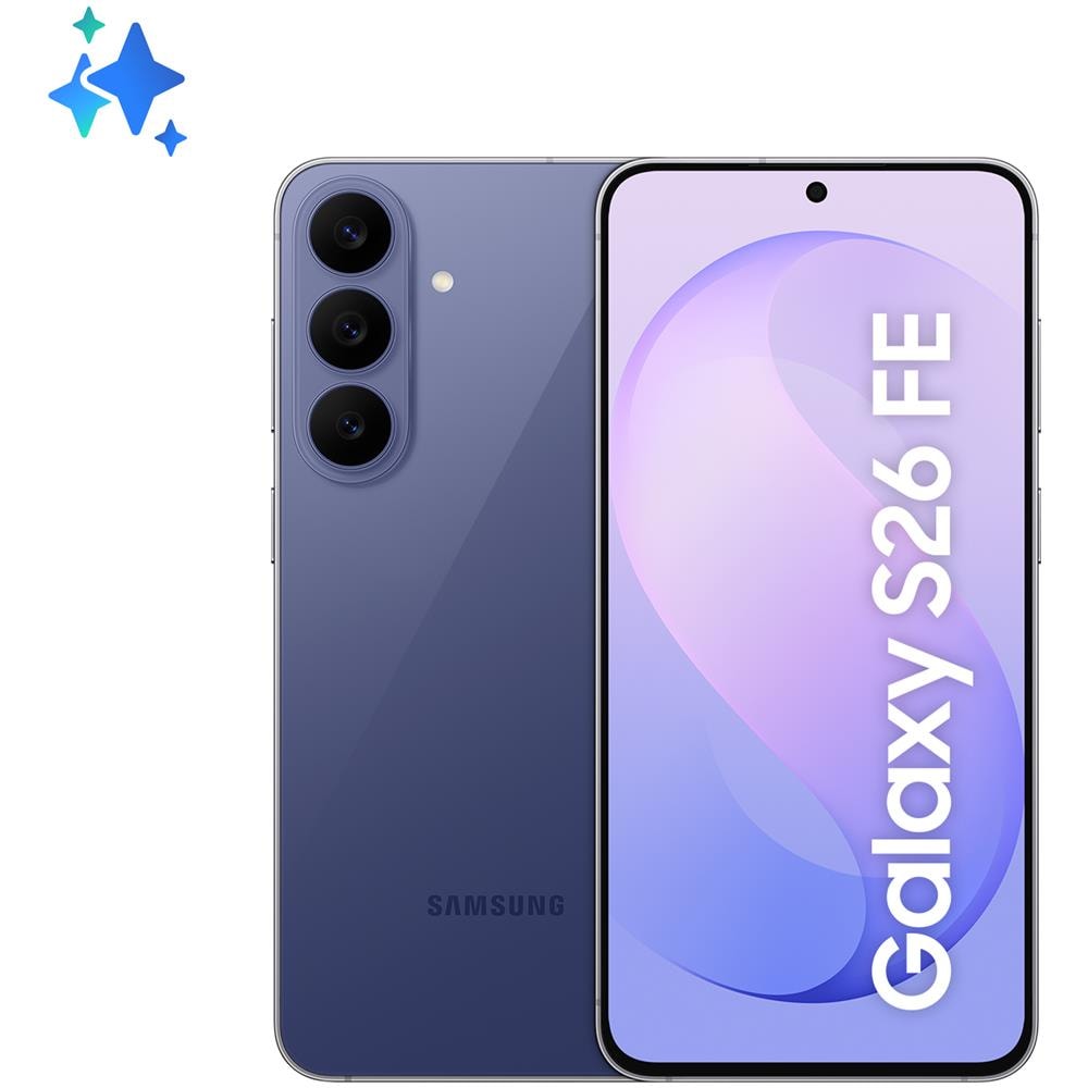 Galaxy S26 FE 5G 128GB 8GB Ram Display 6.7" AMOLED 2X FHD+ 120Hz max Main Camera 50+12+8MP Selfie 12MP Dual nanoSim (SIM 1+SIM 2 / SIM 1+eSIM / Dual eSIM) Android Exynos 2500 4900mAh 193g Blueberry - Foto 1