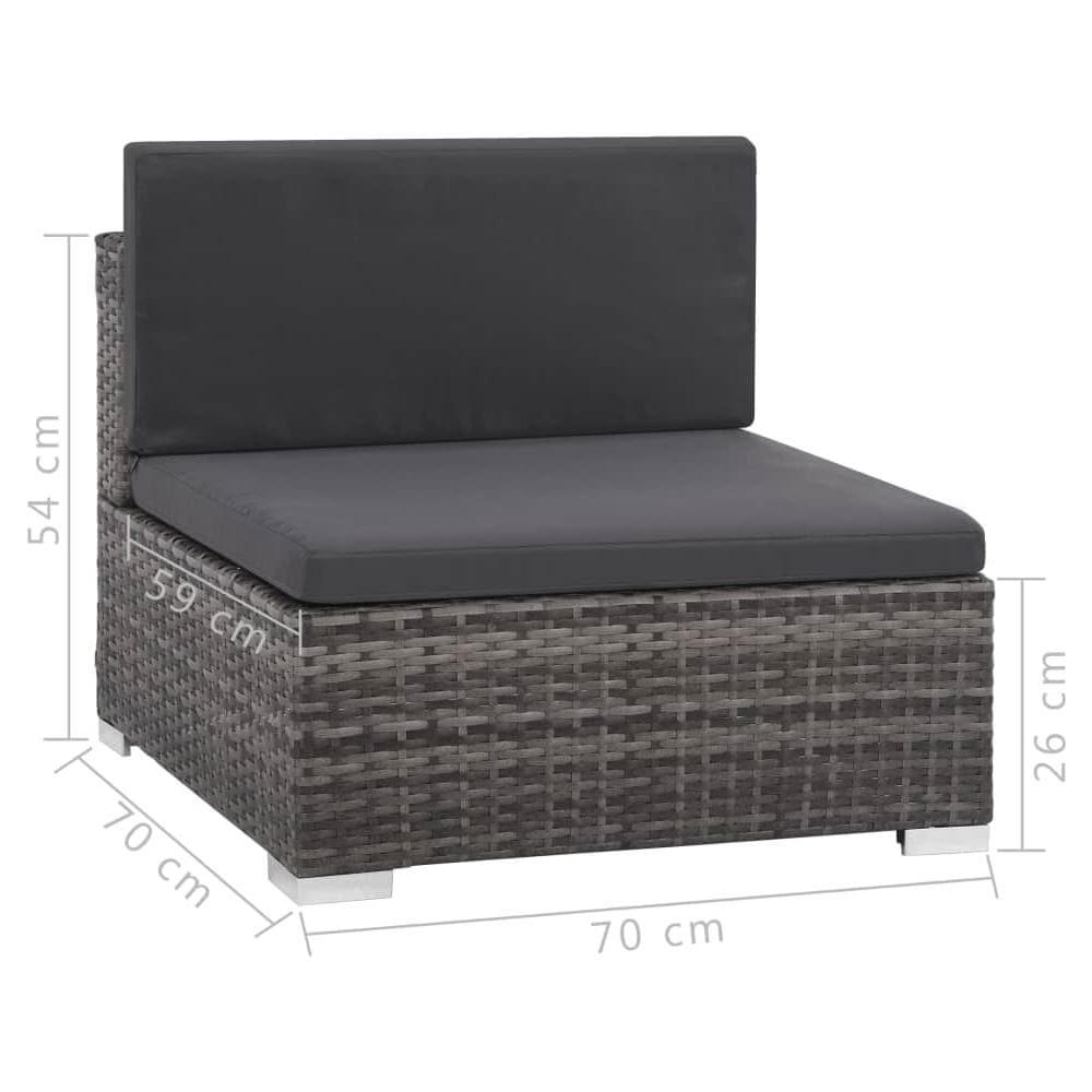 Set Divani da Giardino 6 pz con Cuscini in Polyrattan Grigio - Foto 7