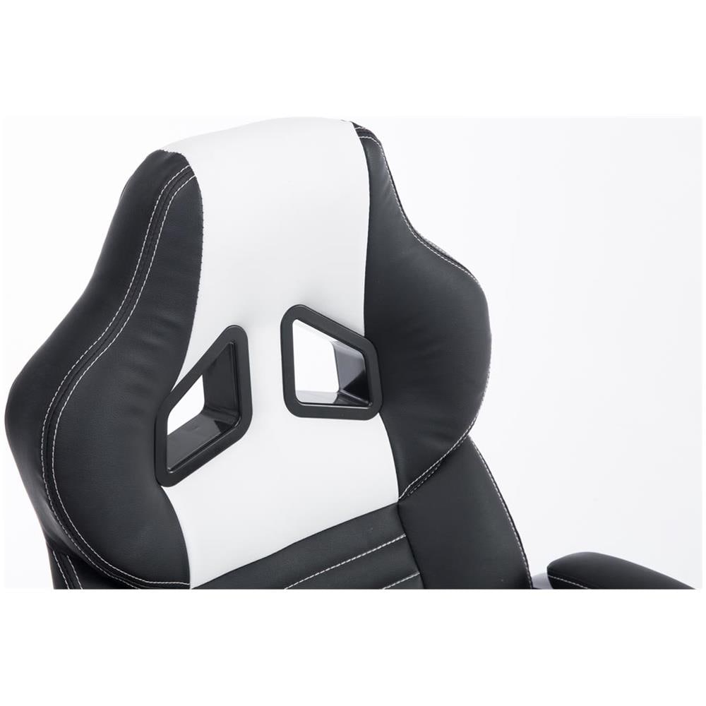 Poltrona Gaming Ufficio Pedro XL - Sedia Racing Imbottita in Similpelle - Poltrona Sport Regolabile e Reclinabile - Carico Max 150 kg Nero Bianco - Foto 3