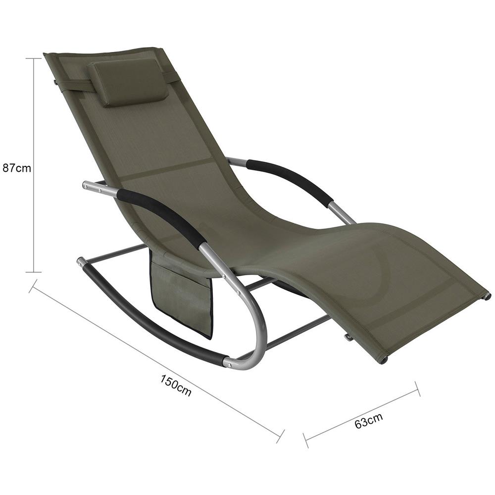 Sdraio Da Giardino Poltrona A Dondolo Con Poggiatesta E Taschina Marrone Ogs28-br - Foto 2