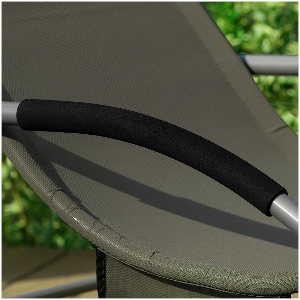 Sdraio Da Giardino Poltrona A Dondolo Con Poggiatesta E Taschina Marrone Ogs28-br - Foto 7