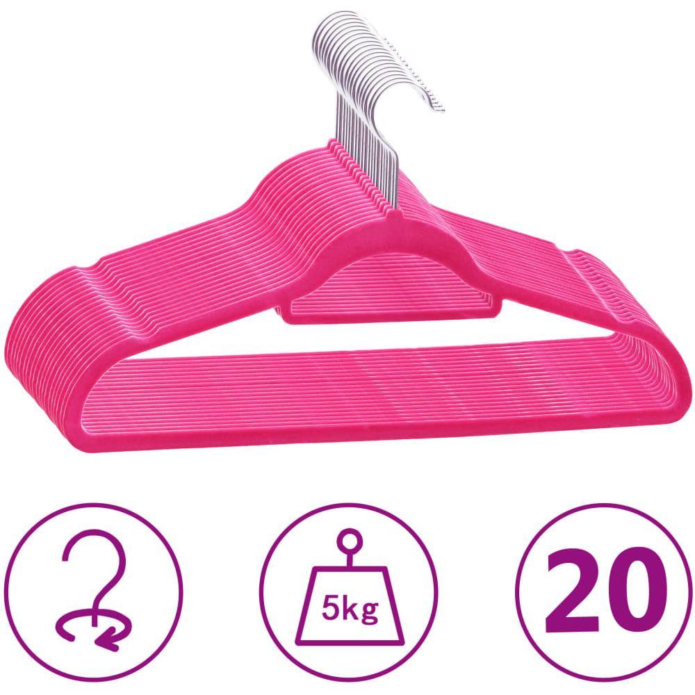 Set Appendiabiti 20 pz Antiscivolo Rosa in Velluto - Foto 1