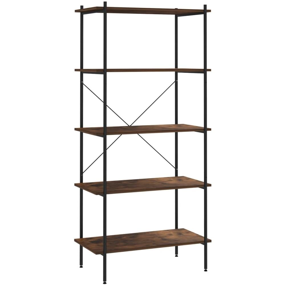 Scaffale con 5 Mensole Nero e Naturale 80x40x163 cm - Foto 2