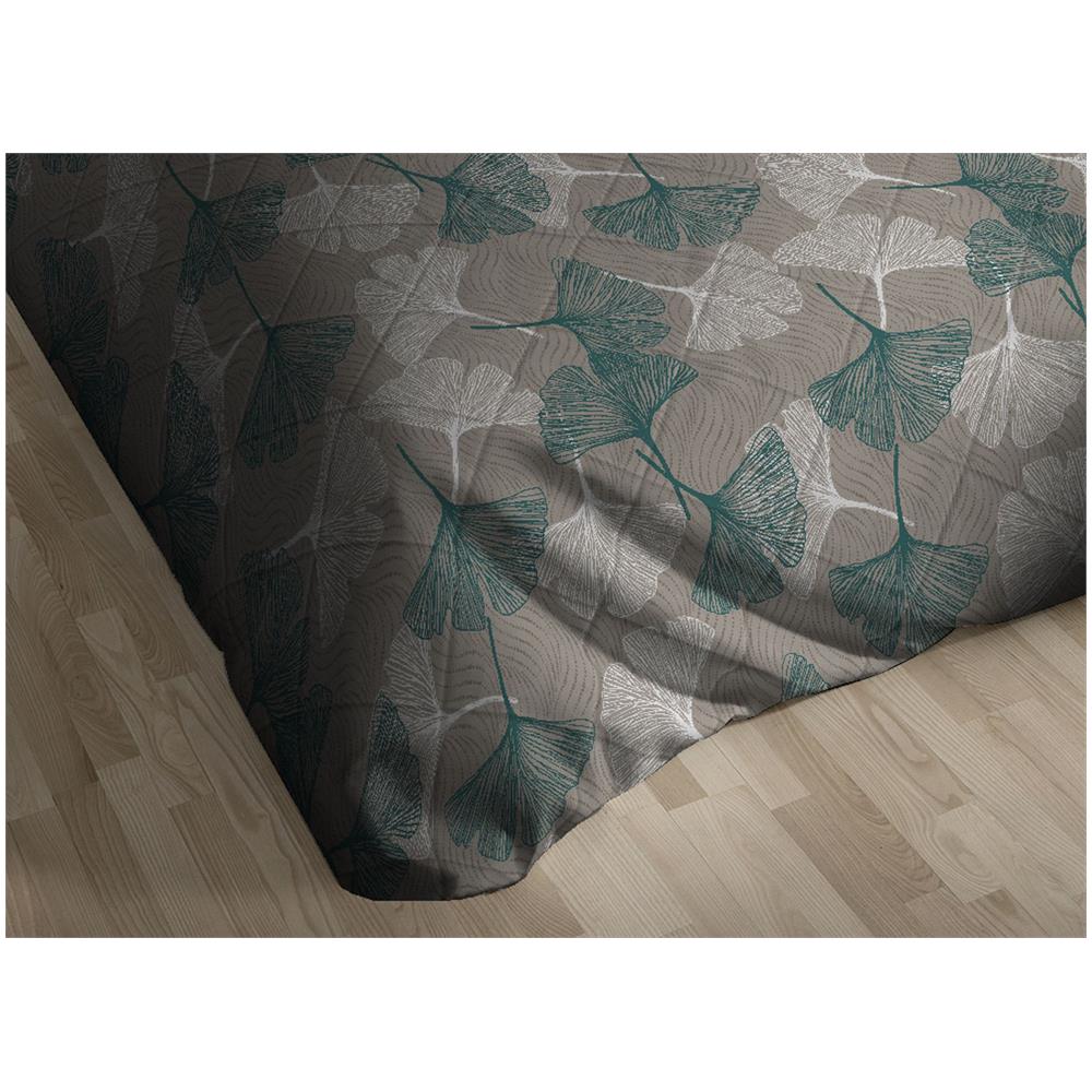 Trapunta Piumone Invernale 300gr Cotone Made Italy Botanico Ginko Matrimoniale Verde - Foto 7