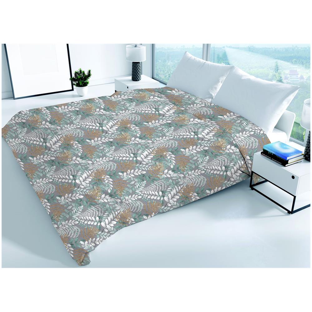 Copriletto Piquet Primavera Estate 100% Cotone Disegno Foglie Botanico Matrimoniale Foglie - Foto 1