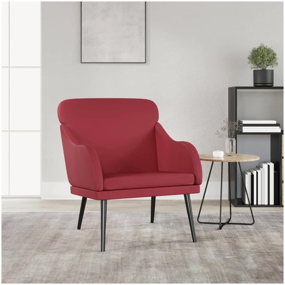 Poltrona Rosso Vino 63x76x80 Cm Similpelle - Foto 1