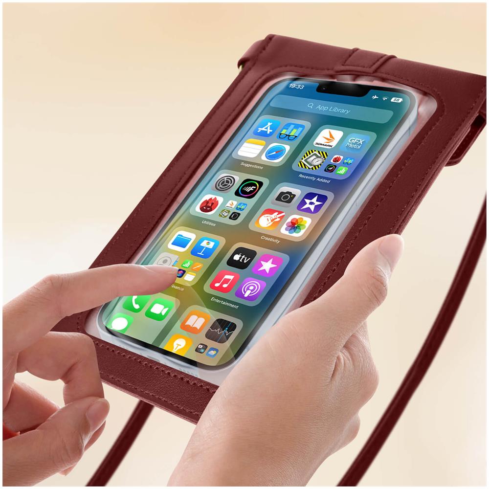 Pochette Per Smartphone Con Finestra Touch E Tracolla Da 1 Metro E 40 Bordeaux - Foto 2